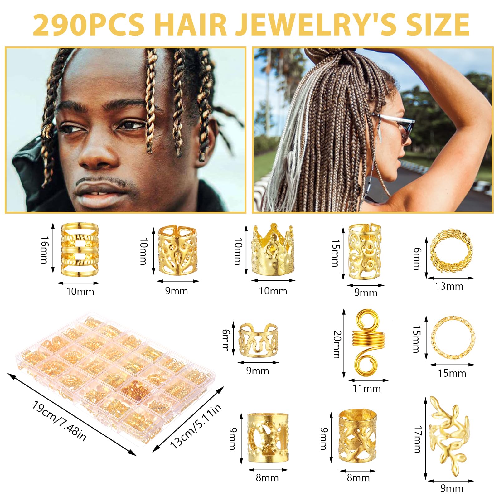 Amazon.co.jp: 290個 ヘアジュエリー 三つ編みアクセサリー